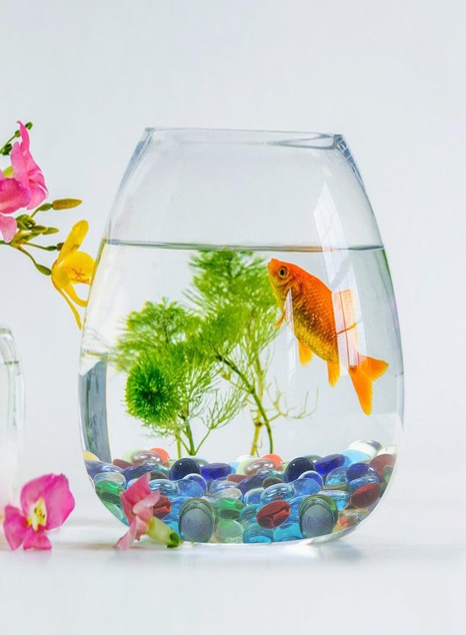 FANTIAN فانتيان، ٥ أرطال من الكرات الزجاجية المسطحة للمزهريات، ٥٠٠ قطعة من خرز مانكالا بألوان متنوعة، حصى زجاجي مزخرف للمزهريات ونباتات أحواض السمك وأعمال الفسيفساء وقطع الزينة المركزية وديكور حفرة النار - Image 4