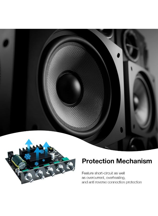 Chabeia 2.1 Channel Bluetooth Audio Power Amplifier Board, 50W×2+100W, with Treble and Bass Control, for DIY Bluetooth Speaker Home Theater（Black） - Image 5