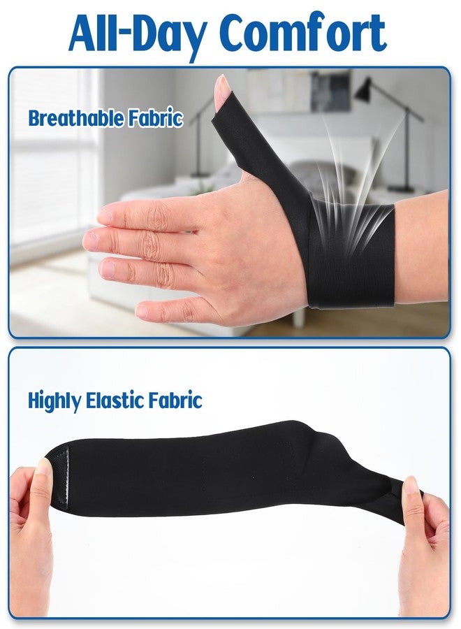 KFHENSOMR 2 Pcs Thumb Wrist Brace Compression Sleeve for Arthritis Pain Relief Protector, Elastic Wrist Support Glove for Women and Men Hand Pain Relief, Arthritis, Tendonitis, Sprain (Black) - Image 3