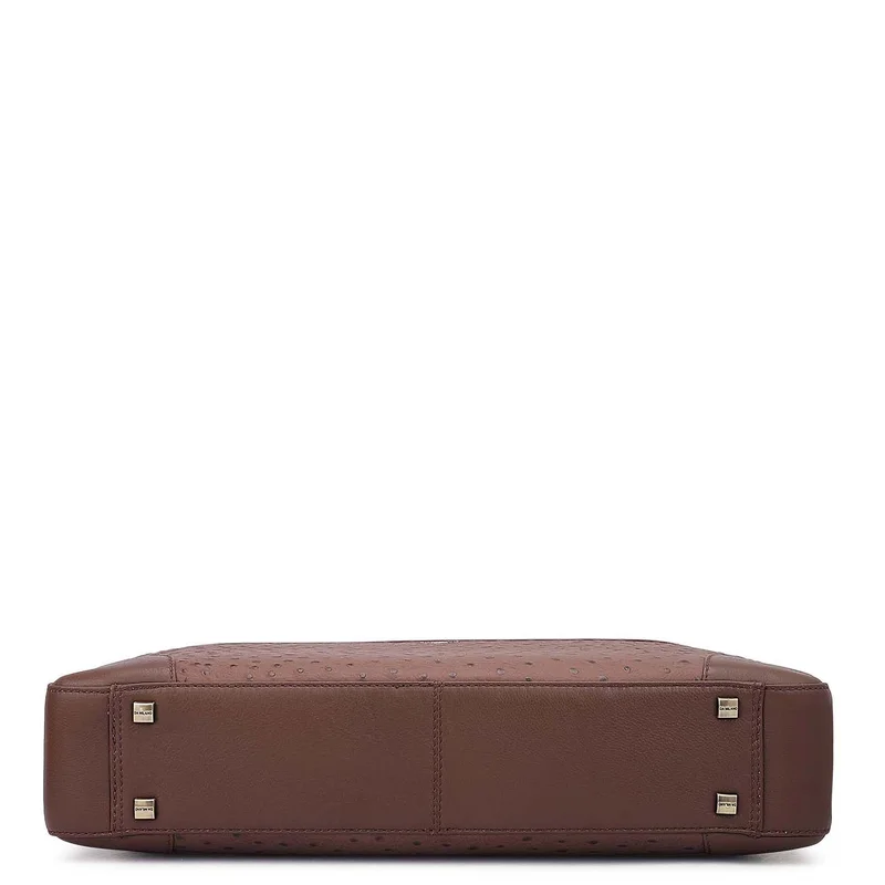 Da Milano  Ostrich Leather Laptop Bag - Brown  | Best Price UAE