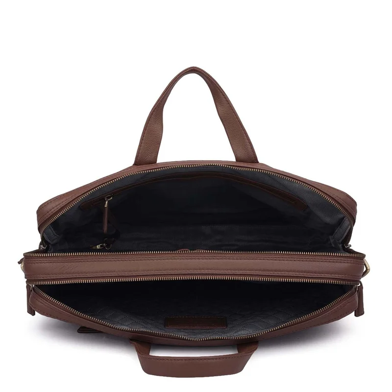 Da Milano  Ostrich Leather Laptop Bag - Brown  | Best Price UAE