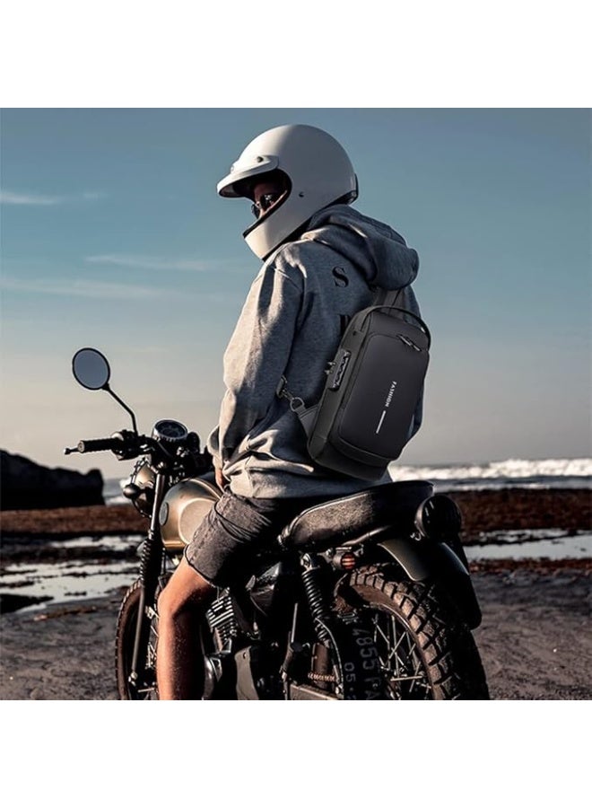 شنطة كتف كروس صغيرة مضادة للسرقة مقاومة للماء مع منفذ شحن USB خفيفة الوزن متعددة الوظائف قفل مختلط للكتف والظهر للرجال والنساء 23  سم * 15  سم - Image 3