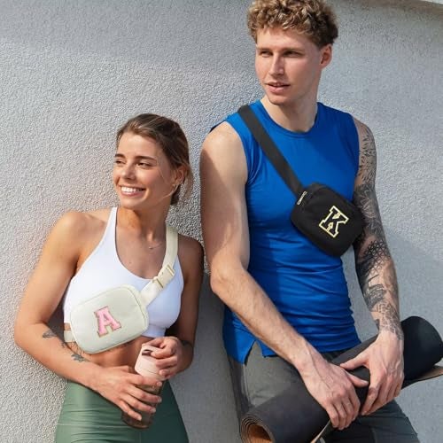 YOOLIFE Initial Belt Bag - Crossbody Bags Women - Fanny Packs for Women Cross Body Bag Black Small Waist Packs Travel Everywhere Belt Bag Monogram Crossbody Bag M - Image 3