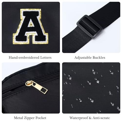 YOOLIFE Initial Belt Bag - Crossbody Bags Women - Fanny Packs for Women Cross Body Bag Black Small Waist Packs Travel Everywhere Belt Bag Monogram Crossbody Bag M - Image 5