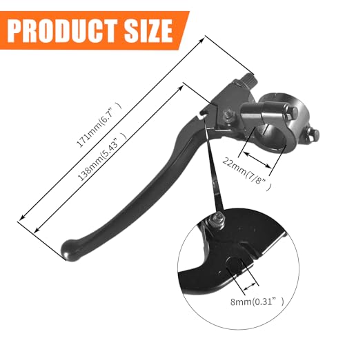 JOIQEXJ Left Brake Handle Clutch Lever Perch for 98cc 196cc 6.5HP 5.5hp Coleman CT200U BT200X Trail 200 CC100X CT100U Baja Motovox Mini Bike CRF XR 70 80 XR200 Yamaha Pit Dirt Bike Black - Image 2