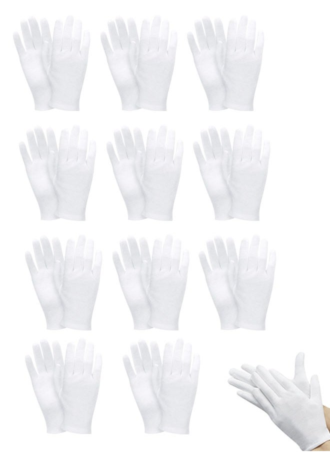 HAWAWA 12 Pairs White Cotton Gloves for Men and Women, Cotton Gloves for Dry Hands Eczema, Moisturizing Gloves Overnight, Serving Gloves Stretchable Lining Gloves, Coin Handling and Jewelry Inspection Gloves XL  - Image 1