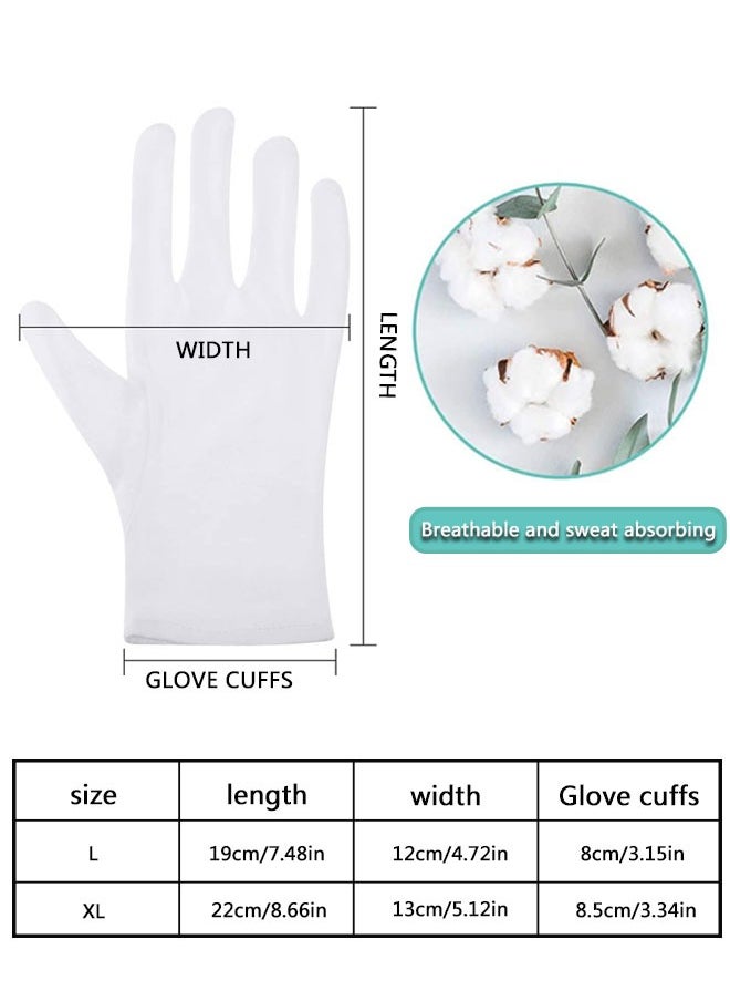 HAWAWA 12 Pairs White Cotton Gloves for Men and Women, Cotton Gloves for Dry Hands Eczema, Moisturizing Gloves Overnight, Serving Gloves Stretchable Lining Gloves, Coin Handling and Jewelry Inspection Gloves XL  - Image 2