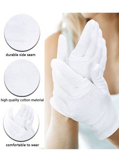 HAWAWA 12 Pairs White Cotton Gloves for Men and Women, Cotton Gloves for Dry Hands Eczema, Moisturizing Gloves Overnight, Serving Gloves Stretchable Lining Gloves, Coin Handling and Jewelry Inspection Gloves XL  - Image 3