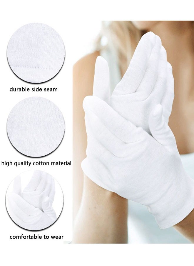 HAWAWA 12 Pairs White Cotton Gloves for Men and Women, Cotton Gloves for Dry Hands Eczema, Moisturizing Gloves Overnight, Serving Gloves Stretchable Lining Gloves, Coin Handling and Jewelry Inspection Gloves XL  - Image 3