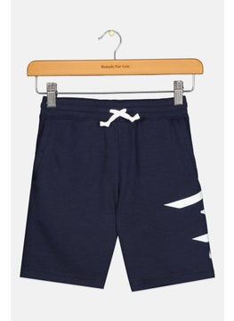 Kids Boy Sportswear Fit Brand Logo Outdoor Shorts, Navy