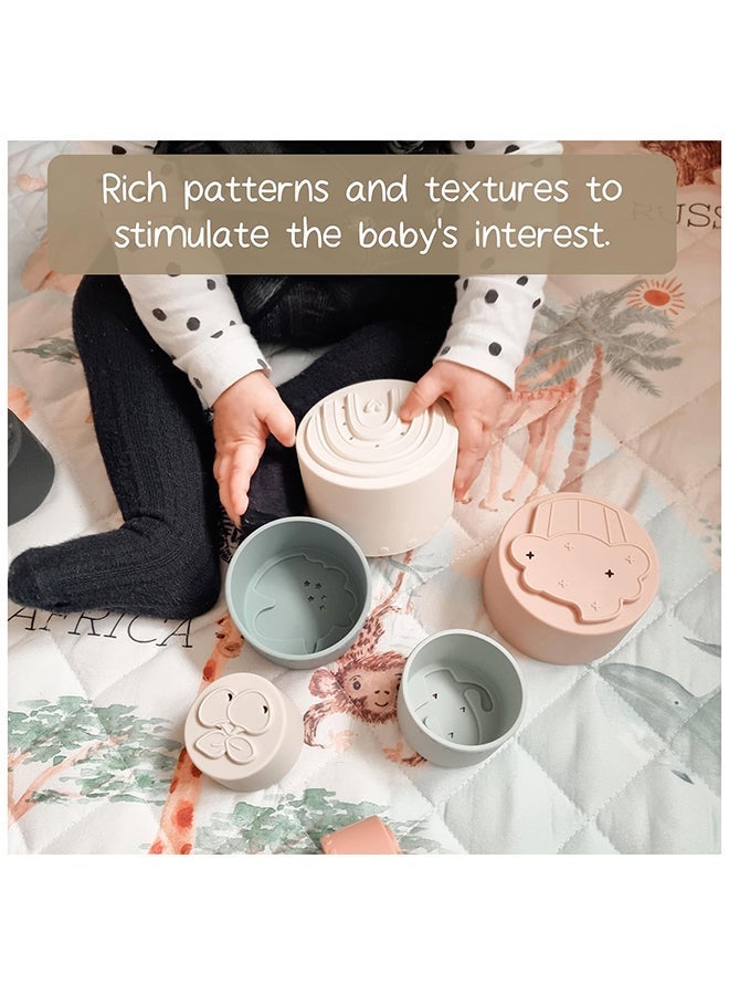 Moonkie Stacking Cups Toy, Fun Educational Baby Toys Silicone Soft Teething Toy, Age 6+ Months, 7 Piece Set - Image 4