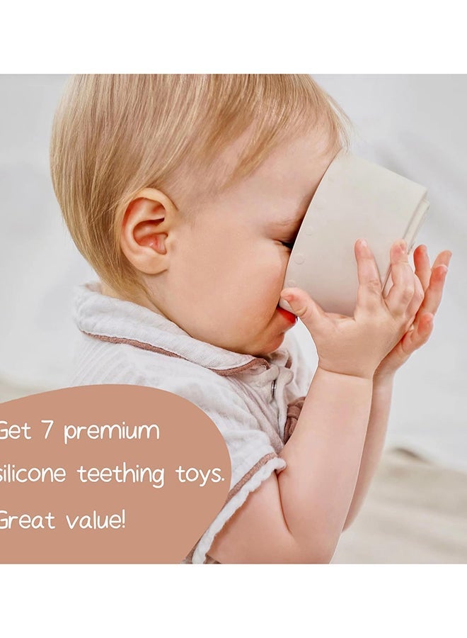 Moonkie Stacking Cups Toy, Fun Educational Baby Toys Silicone Soft Teething Toy, Age 6+ Months, 7 Piece Set - Image 5