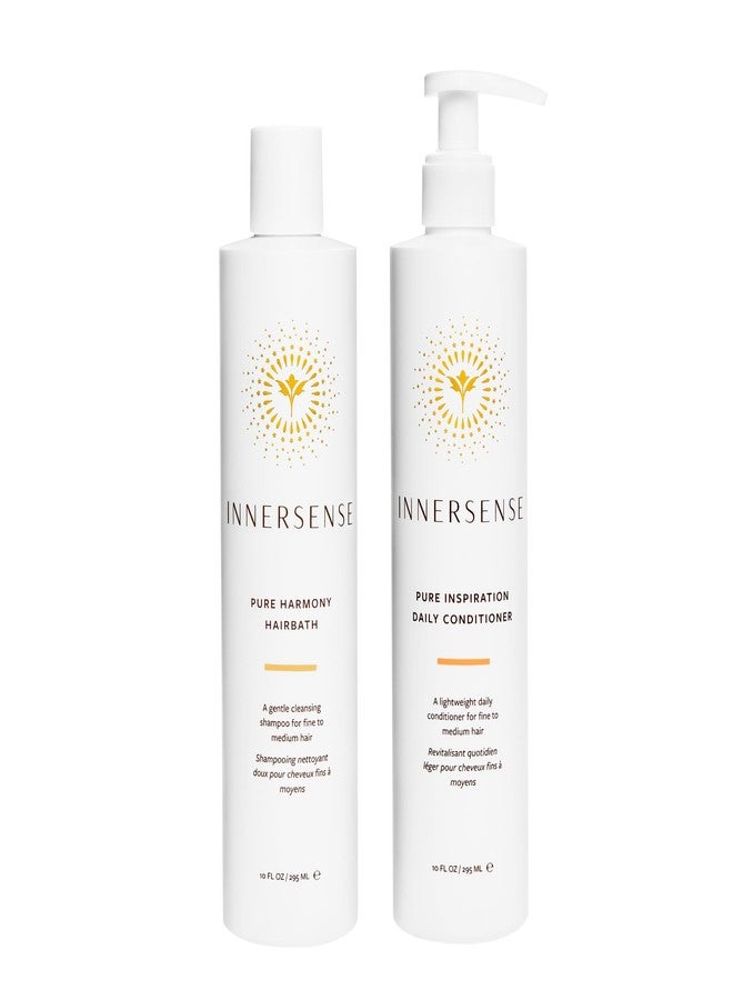 INNERSENSE Organic Beauty - Pure Harmony Hairbath Shampoo + Inspiration Conditioner Duo | Non-Toxic, Cruelty-Free, Clean Haircare (10 fl oz each) - Image 1