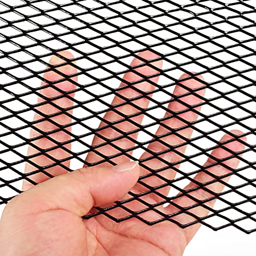 AggAuto شبكة مشبك السيارة العالمية 40"x13" - 100x33 سم إدخال مشبك الألمنيوم للسيارات مع ثقب ماسي 10x20 مم، واحدة من أكثر الشبكات متعددة الوظائف باللون الأسود - Image 5