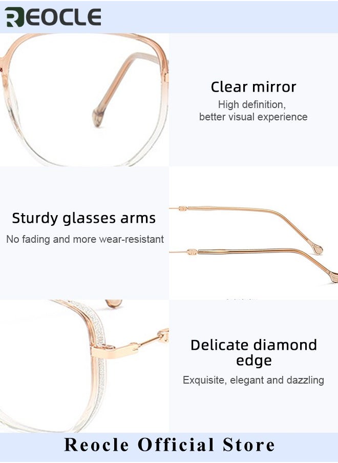 REOCLE - Women's Progressive Multifocus Reading Glasses Spring Hinge Blue Light Blocking Glasses Large Square Reading Glasses - Image 1
