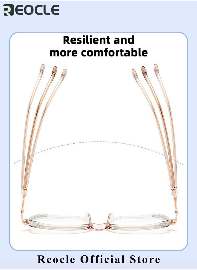 REOCLE - Women's Progressive Multifocus Reading Glasses Spring Hinge Blue Light Blocking Glasses Large Square Reading Glasses - Image 1