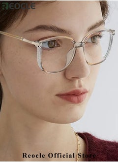REOCLE Women's Progressive Multifocus Reading Glasses Spring Hinge Blue Light Blocking Glasses Large Square Reading Glasses  - Image 2