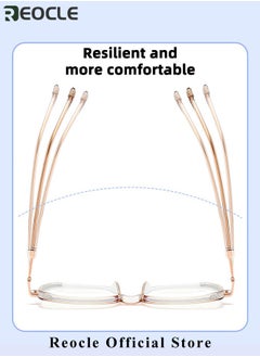 REOCLE Women's Progressive Multifocus Reading Glasses Spring Hinge Blue Light Blocking Glasses Large Square Reading Glasses  - Image 4