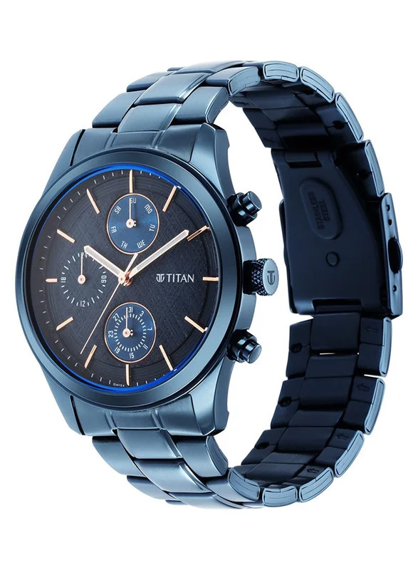TITAN Men Analog Round Shape Stainless Steel Wrist Watch - 1805QM01 - 49.2 Mm