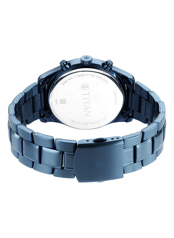 TITAN Men Analog Round Shape Stainless Steel Wrist Watch - 1805QM01 - 49.2 Mm