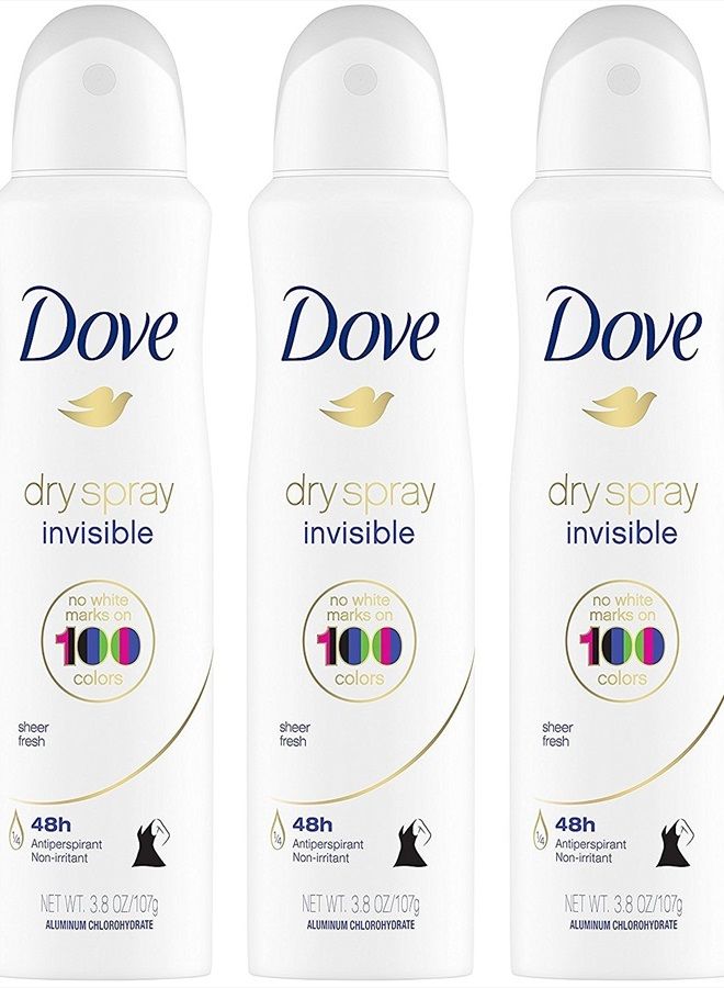 Dove Dry Spray Antiperspirant - Invisible - Sheer Fresh - Net Wt. 3.8 OZ (107 g) Per Can - Pack of 3 Cans - Image 1