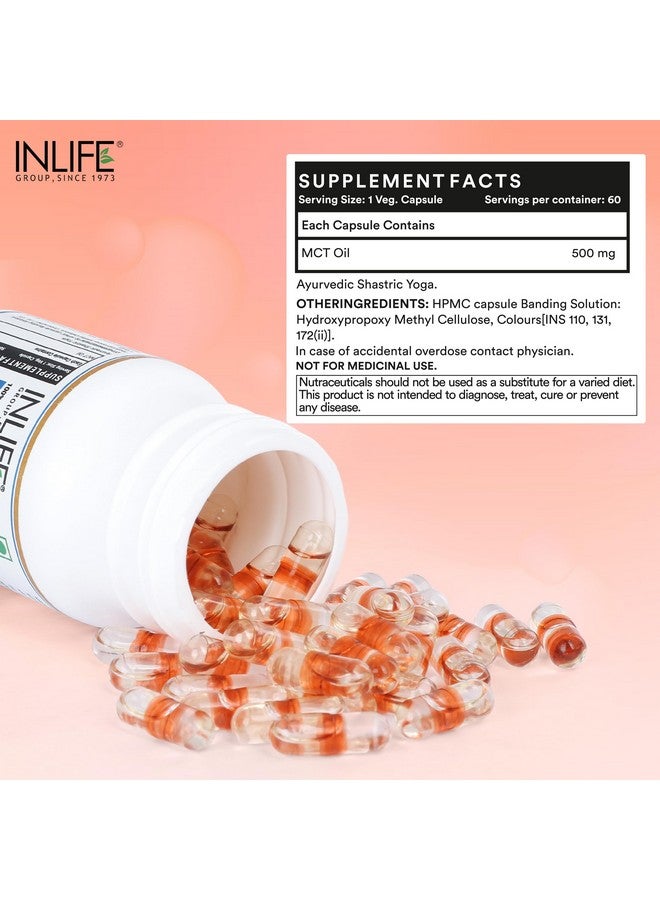 Inlife زيت MCT النقي من INLIFE C8 C10 مناسب لنظام الكيتو، منتجات متقدمة، مكمل غذائي لإدارة الوزن والدهون، 500 ملغ - 60 كبسولة نباتية (عبوة من 1، 60، عدد)  - Image 2