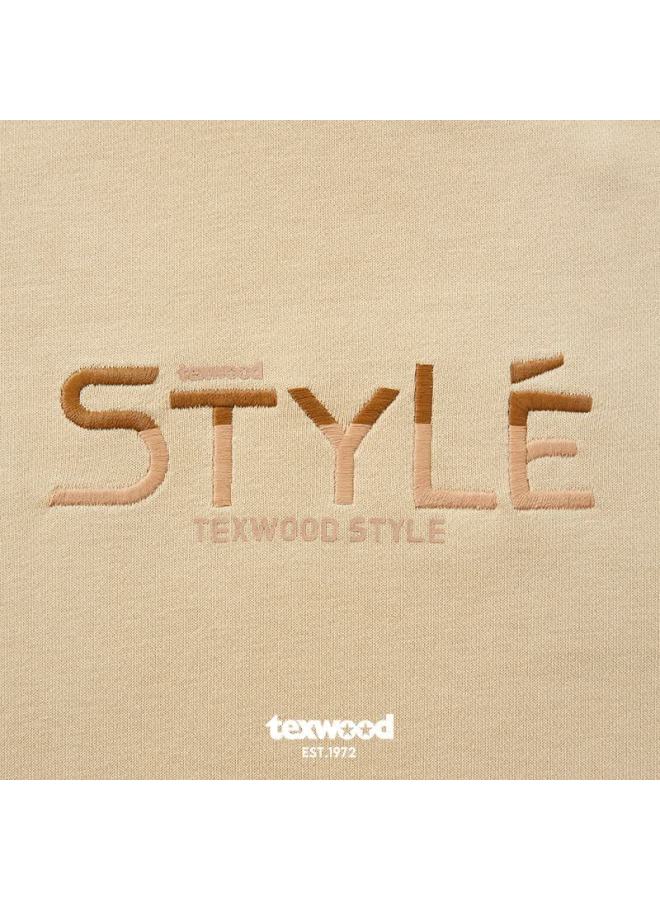 Texwood Apple Men's New Crew Neck Sweatshirt Youth Casual Solid Color Long Sleeve Cotton T-shirt Light Khaki 50 - Image 3