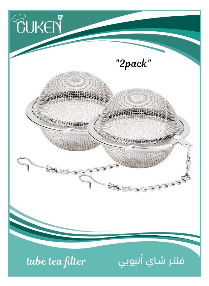 Cuken 2 Pieces Stainless Steel Mesh Tea Ball 2.1 Inch Tea, Infuser Strainers Tea, Interval Diffuser for Tea  - Image 1