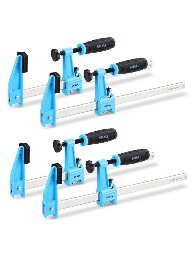 SHALL 12-Inch Steel Bar Clamps Set, 4-pack Medium-Duty Quick-Release F Clamps, 600 Lbs Load Limit for Woodworking, Metal working, DIY and Crafts - Image 1