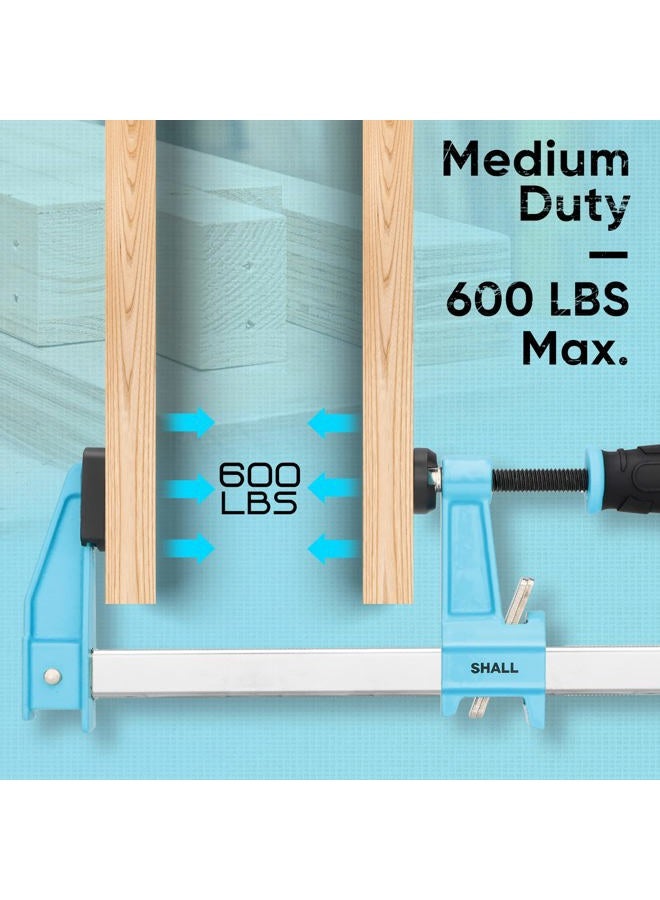 SHALL 12-Inch Steel Bar Clamps Set, 4-pack Medium-Duty Quick-Release F Clamps, 600 Lbs Load Limit for Woodworking, Metal working, DIY and Crafts - Image 3