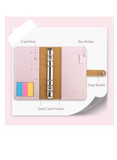 SYOSI A6 Budget Binder PU Leather Cover with 12PCS A6 Binder Pockets Loose Leaf Bags 6 Ring Binder Cash Zipper Pouches Label Stickers Refillable Budget Envelopes System  - Image 4