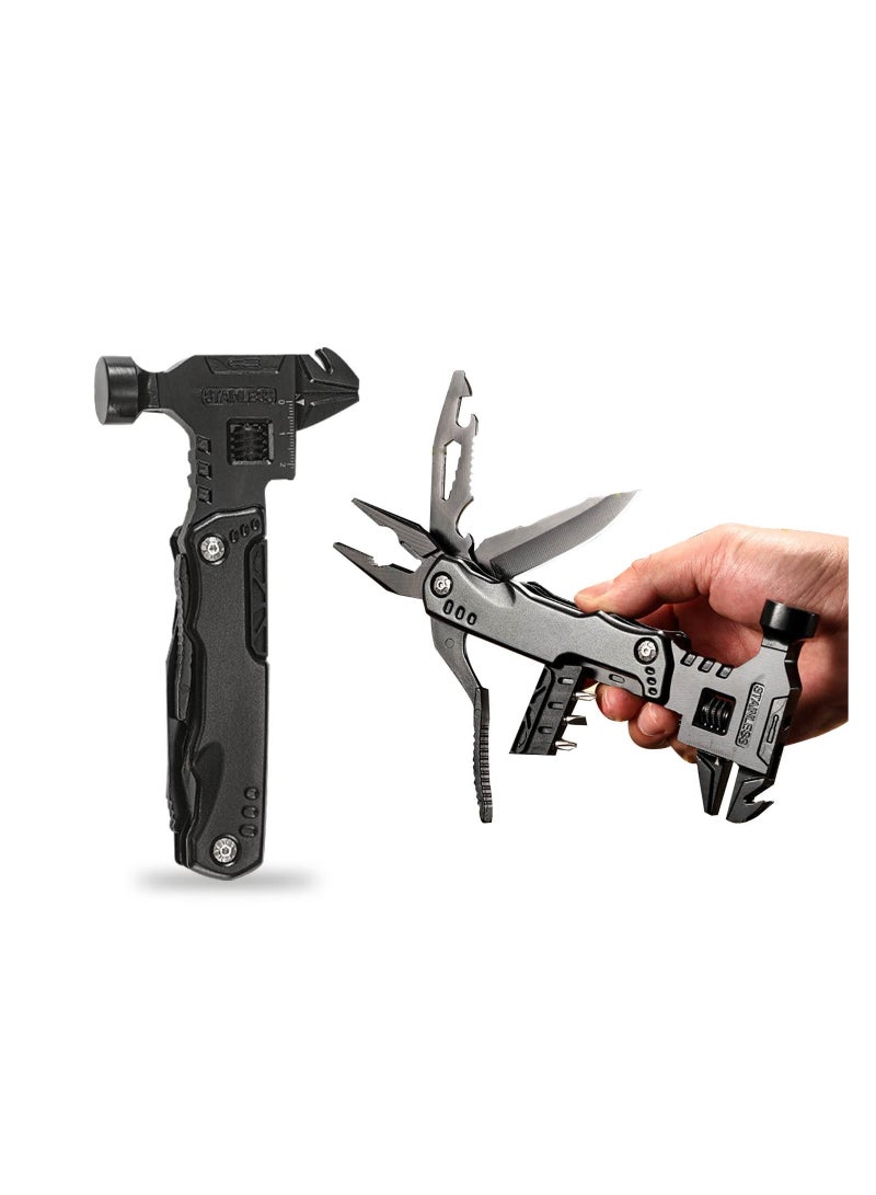 Captaintech 16-in-1 Multi-Tool Hammer for Camping and Outdoor Survival, High Carbon Stainless Steel Multi-Tool with Hammer, Perfect Father's Day Gift for Adventurers and DIY Enthusiasts.  - Image 1