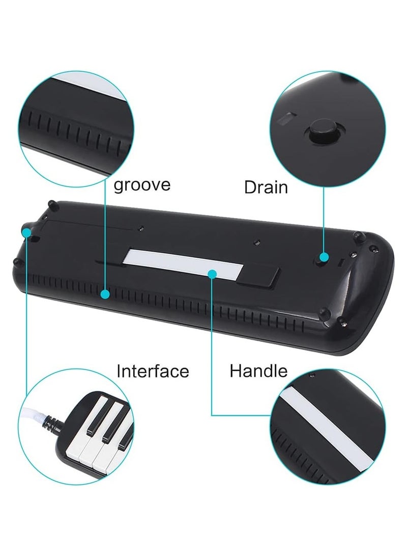 Melodica 32 Keys Double Tubes Mouthpiece Air Piano Keyboard Musical Instrument with Carrying Bag 32 Keys, Black - Image 5