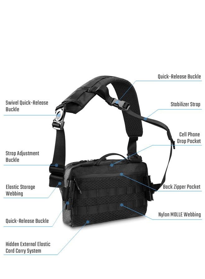 TACTICAL_GEEK L3 Pro EDC Crossbody Bag, Chest Bag with Adjustable Strap,Daily Carry Sling Pack, Large Capacity Daypack Organizer for Camera, Drones（T500 Black） - Image 5
