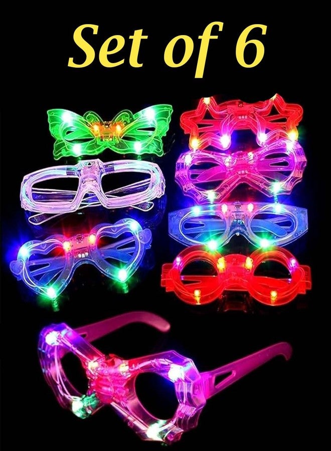 Wizme 6Pcs Led Flashing Light Up Goggles for Kids Adults Night Theme Functions Pack of 1 (Multicolor) - Image 3
