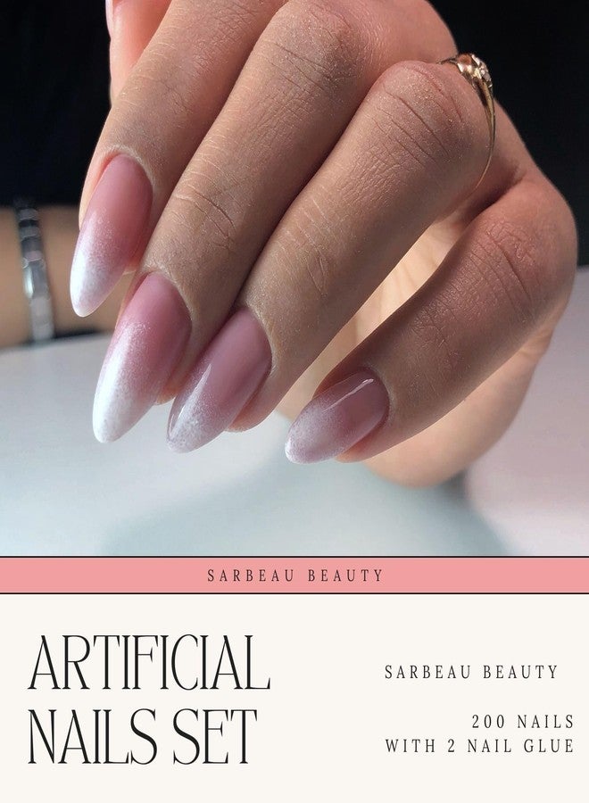 Sarbeau 200-Pcs Artificial Nails Set for Women & Girls - White & Transparent Fake Nail Tips with Nail Glue - DIY Manicure Kit for Salon & Home Use - Image 5