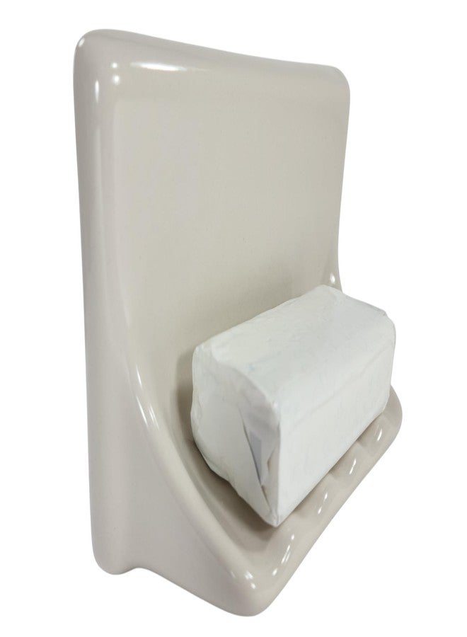 Daltile Beige Bone Almond Ceramic Soap Dish Shower Tray Tile in Installation Vintage Mid Century Modern Retro - Image 1