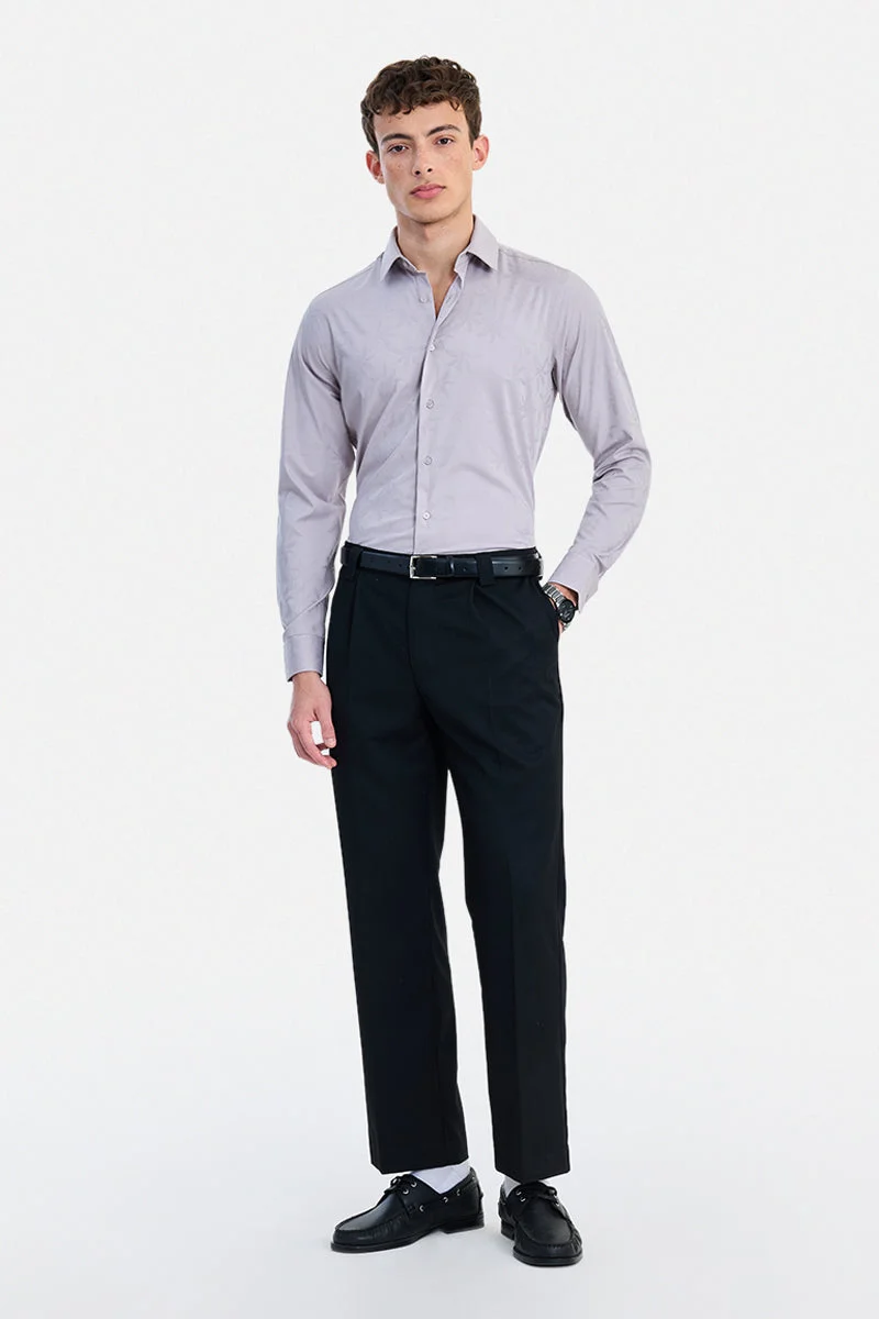 SNITCH Mauve Textured Long Sleeve Slim Fit Formal Luxe Shirt