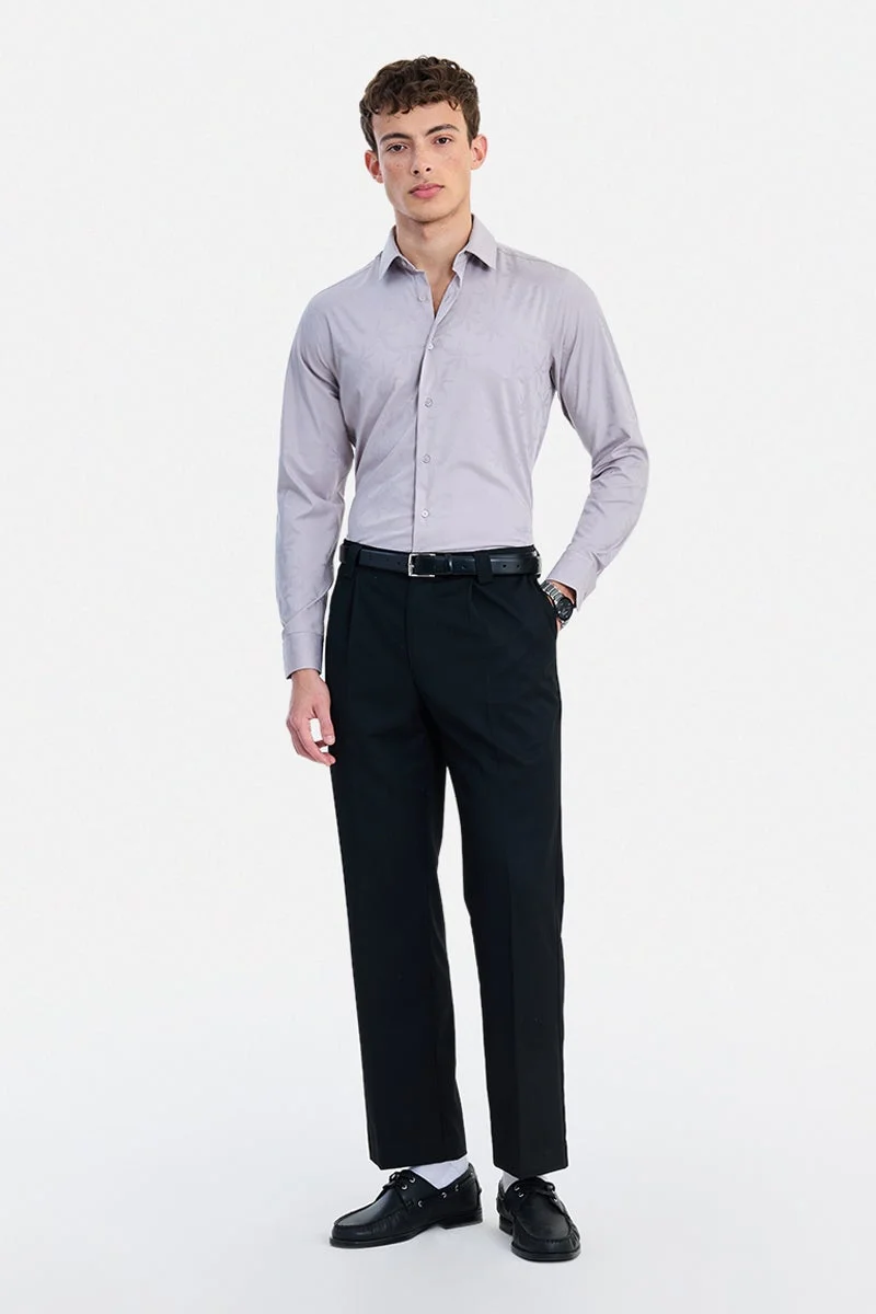 سنيتش Mauve Textured Long Sleeve Slim Fit Formal Luxe Shirt