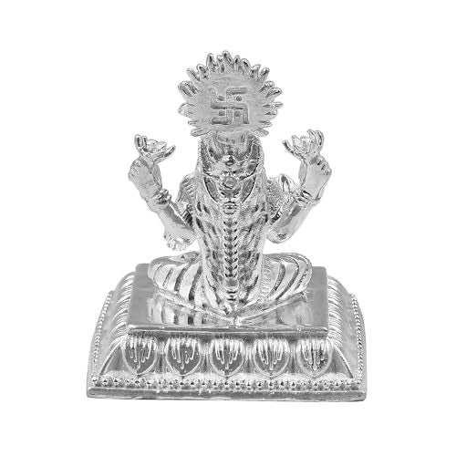 MAA SILVER Pure Silver Laxmi Lakshmi ji BIS Hallmarked Solid Idol/Murti with Square Paat Perfect for Gifting & Pooja Use (925 Purity)(50 Grams Silver) - Image 4
