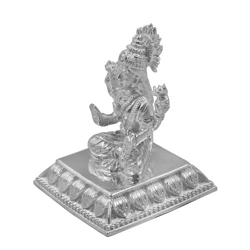 MAA SILVER Pure Silver Laxmi Lakshmi ji BIS Hallmarked Solid Idol/Murti with Square Paat Perfect for Gifting & Pooja Use (925 Purity)(50 Grams Silver) - Image 3