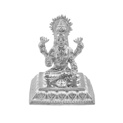 MAA SILVER Pure Silver Laxmi Lakshmi ji BIS Hallmarked Solid Idol/Murti with Square Paat Perfect for Gifting & Pooja Use (925 Purity)(50 Grams Silver) - Image 1