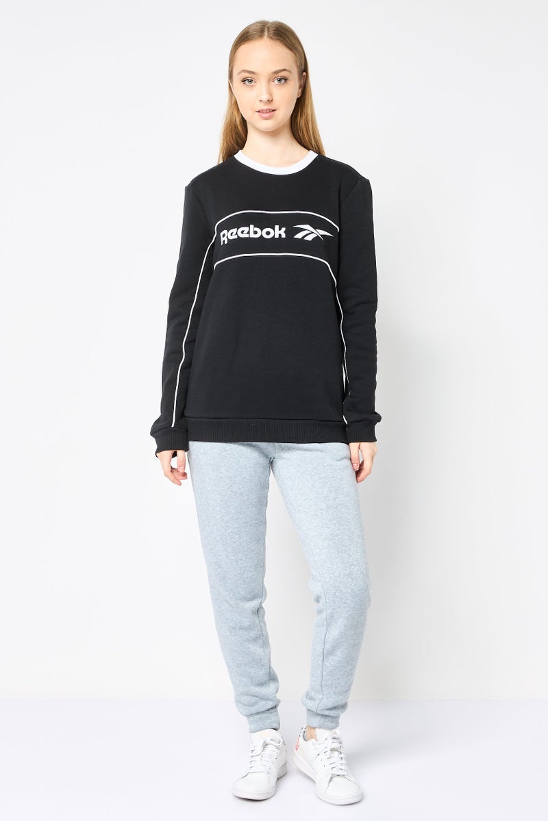 Reebok Women Relaxed Fit Long Sleeve Outdoor Sweatshirt, Black - Image 2