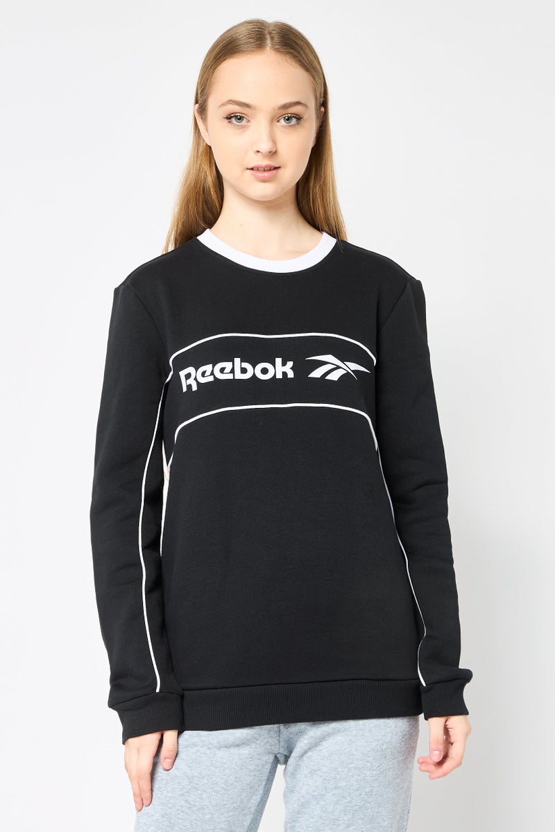 Reebok Women Relaxed Fit Long Sleeve Outdoor Sweatshirt, Black - Image 1