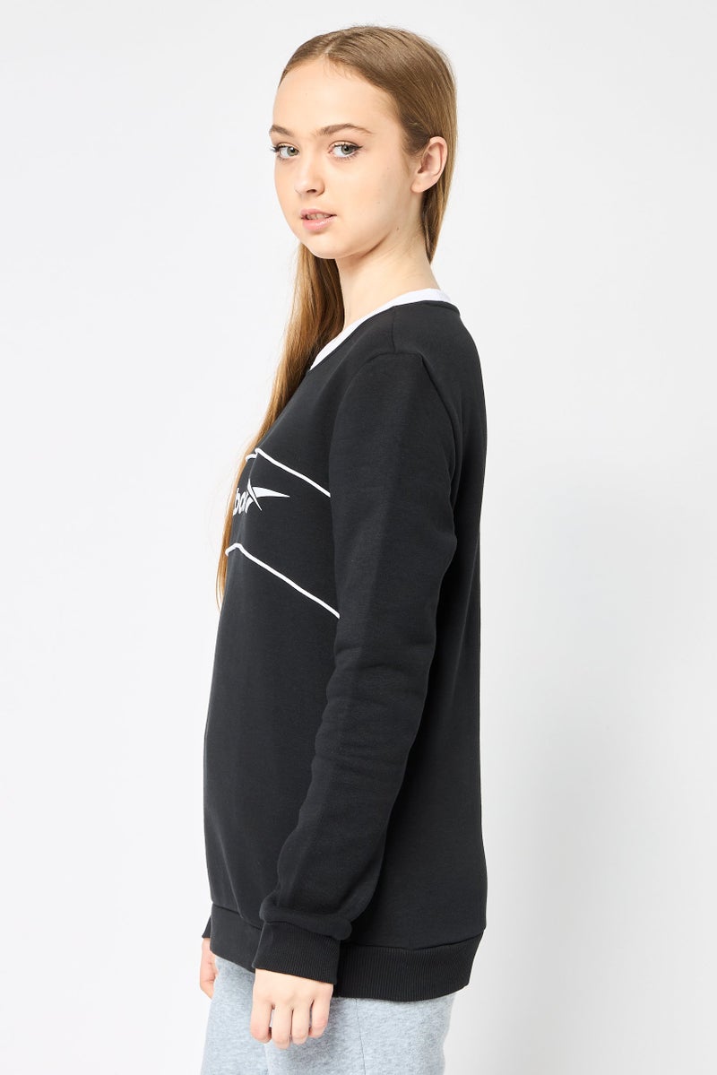 Reebok Women Relaxed Fit Long Sleeve Outdoor Sweatshirt, Black - Image 3