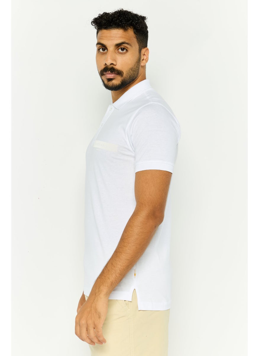 Gazzarrini Men Regular Fit Brand Logo Short Sleeves Polo Shirt, White  - Image 3