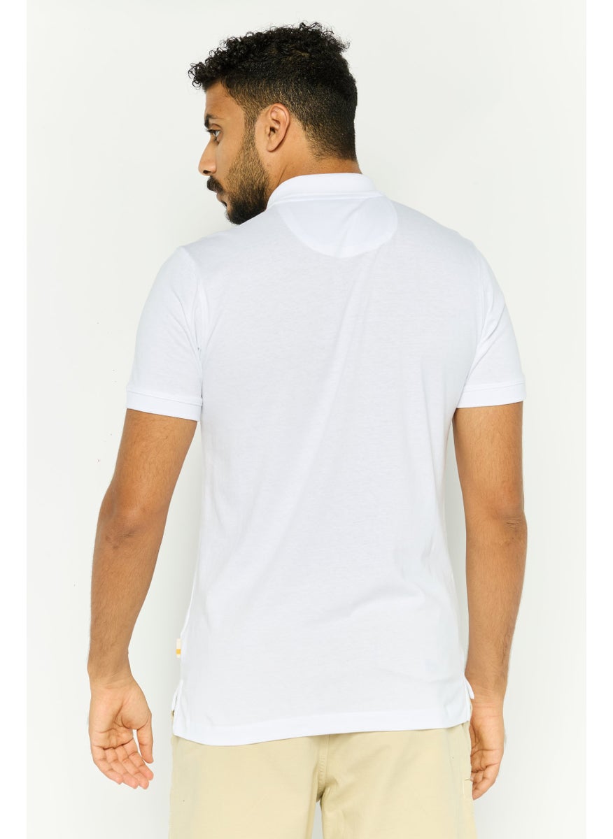 Gazzarrini Men Regular Fit Brand Logo Short Sleeves Polo Shirt, White  - Image 4