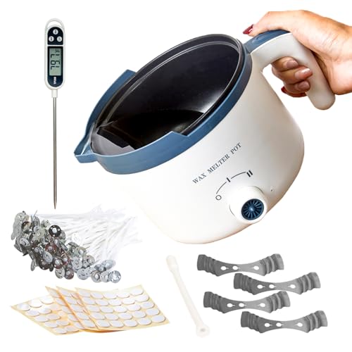 Ksedcon Wax Melter for Candle Making with Thermometer, Electric Wax Melting Pot Kit with Wicks, Double Candle Making Crock Set with Measurements - Image 1