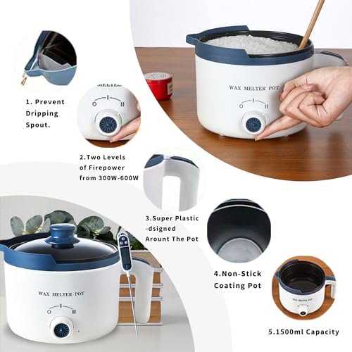 Ksedcon Wax Melter for Candle Making with Thermometer, Electric Wax Melting Pot Kit with Wicks, Double Candle Making Crock Set with Measurements - Image 4