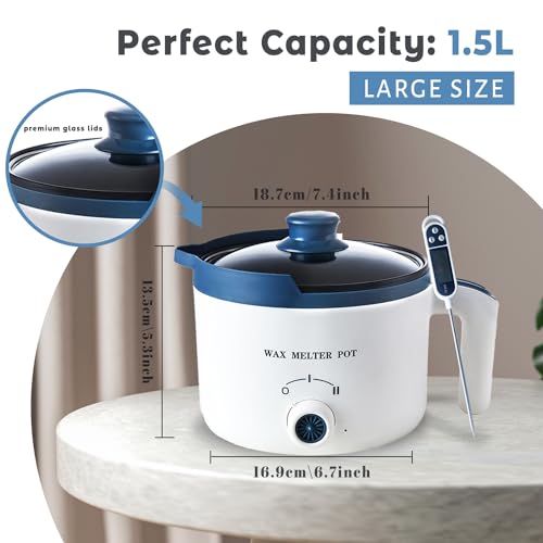 Ksedcon Wax Melter for Candle Making with Thermometer, Electric Wax Melting Pot Kit with Wicks, Double Candle Making Crock Set with Measurements - Image 3